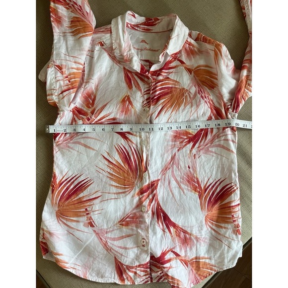 Tommy Bahama Linen Floral Tropical Print Button Down Shirt Small S Summer - Picture 7 of 10